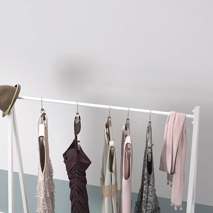 DR.IRON White Metal Clothes Racks Garment Rack, Modern White Clothing Rack Free Standing Hanging Rod for Boutique Retail, Clothes Store, Laundry Room(47’’L)