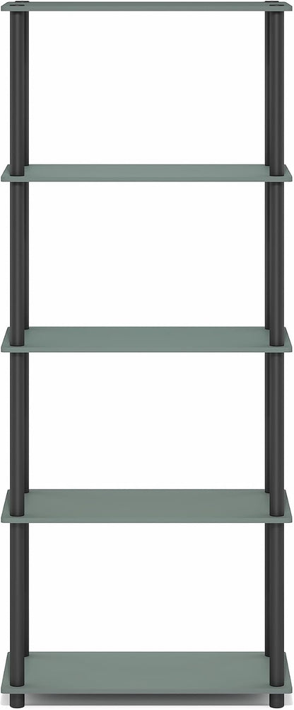 Furinno Turn-N-Tube Storage Shelves, 5-Tier Book Shelf, Corner Shelf, Toolless Open Shelves, for Organization and Storage, Living Room, Garage, Home Office, Sage Green