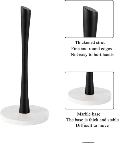 Black Paper Towel Holder Countertop, Marble Paper Towel Holder Used for Kitchen&Bathroom, Paper Towel Holder Made of Stainless Steel for Easy One-Handed Operation|Black