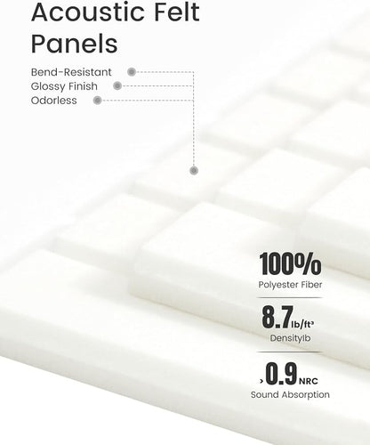 Fluxynara Felt Bulletin Board Tiles -28"x18" with 40 Adhesive Tabs, Cork Board Alternative for Office Decor, Push Pin Board Wall Organizer 6-Pack (Milky White)
