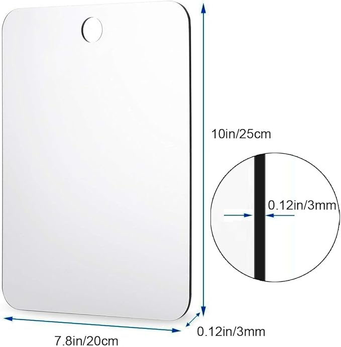 Deluxe Large Fogless Shower Mirror (11 in x 7.8 in) Anti-Fog Shave Mirror Fog-Free Wall Hanging Mirror Bathroom Mirror