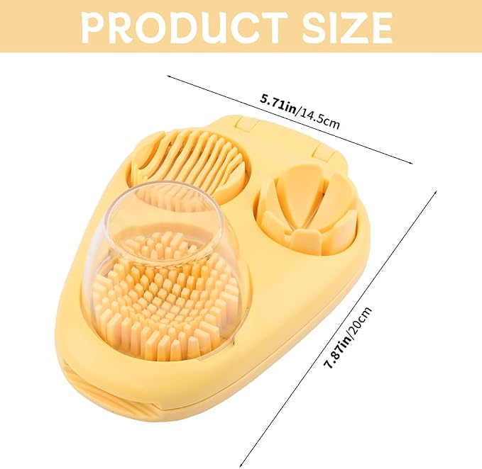 3 in 1 Boiled Egg Slicer, Manual Egg Slicer for Hard Boiled Eggs, 3 Slice Modes Chopper Cutter Stainless Steel Dicer, Kitchen Gadget for Butter Strawberry Tomato, Labor Saving (Yellow)