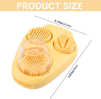 3 in 1 Boiled Egg Slicer, Manual Egg Slicer for Hard Boiled Eggs, 3 Slice Modes Chopper Cutter Stainless Steel Dicer, Kitchen Gadget for Butter Strawberry Tomato, Labor Saving (Yellow)