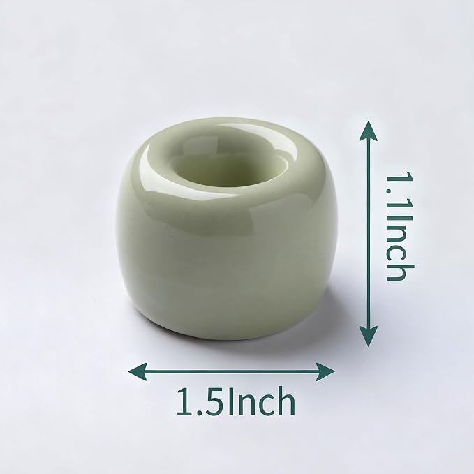 AirMoon Mini Ceramic Toothbrush Holder for Bathroom - Dark Green Small Countertop Organizer, Easy Clean Toothbrush Stand, Suit for Electric Toothbrush Head, Pens & Coffee Spoon, Pack of 2