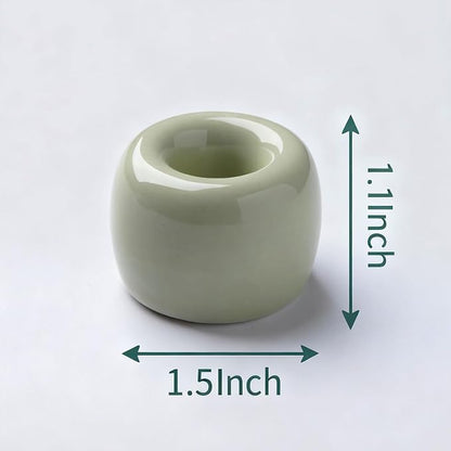 AirMoon Mini Ceramic Toothbrush Holder for Bathroom - Dark Green Small Countertop Organizer, Easy Clean Toothbrush Stand, Suit for Electric Toothbrush Head, Pens & Coffee Spoon, Pack of 2