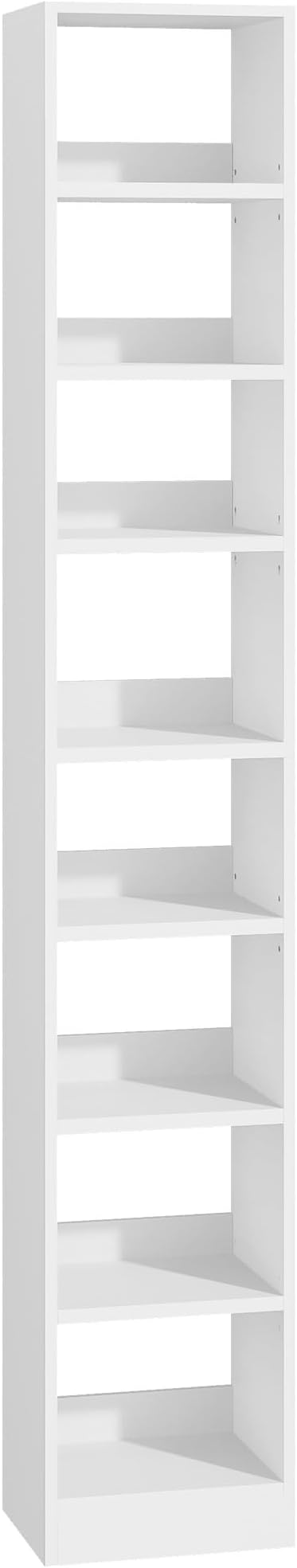 Hzuaneri Bookcase, Tall Narrow Bookshelf, Open Display Storage Shelf, Skinny Cube Book Shelf with Adjustable Shelves, CD Rack for Living Room, Home Office 8-Tier(9.4 x 11.8 x 72 inch) White BC89603X