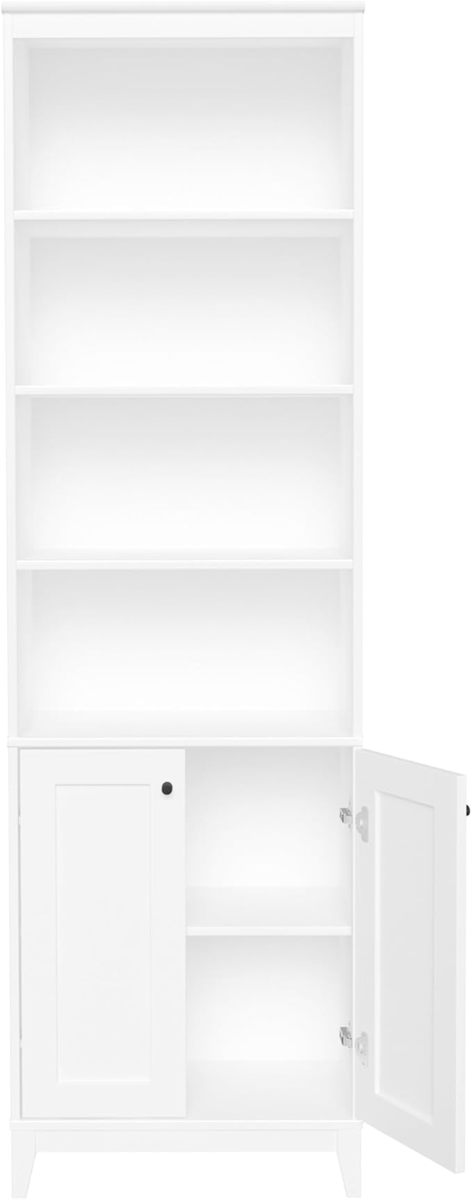 Prepac Yaletown Bookcase with Doors, White Storage Cabinet with Doors and Shelves, Accent Cabinet 23.75" W x 79.50" H x 12.25" D, WSBR-2310-1
