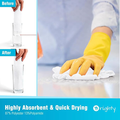 Orighty Microfiber Cleaning Cloth, 5 Pack Highly Absorbent Cleaning Rags, Household Cleaning Supplies, Reusable Lint Free Cloths Microfiber Rag for House, Kitchen, Car Care, 12x11 inch, White