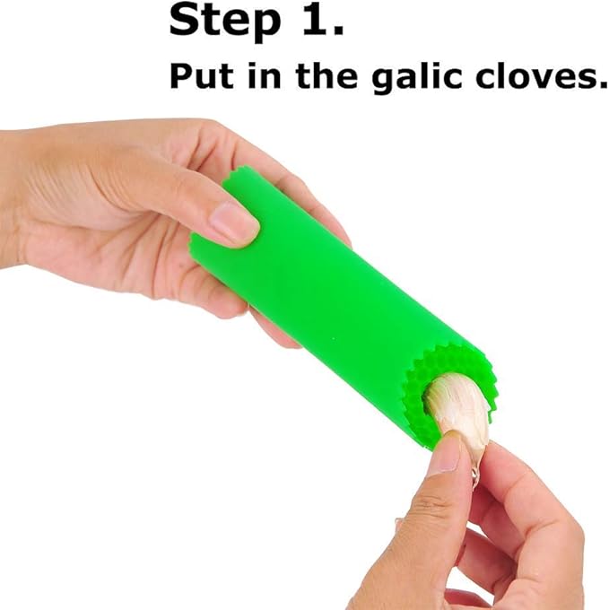 Sinnsally Garlic Peeler Skin Remover Roller,Easy Quick to Peeled Garlic Cloves with Silicone Tube Roller Garlic Peeling Kitchen Tool (Black,Clear)