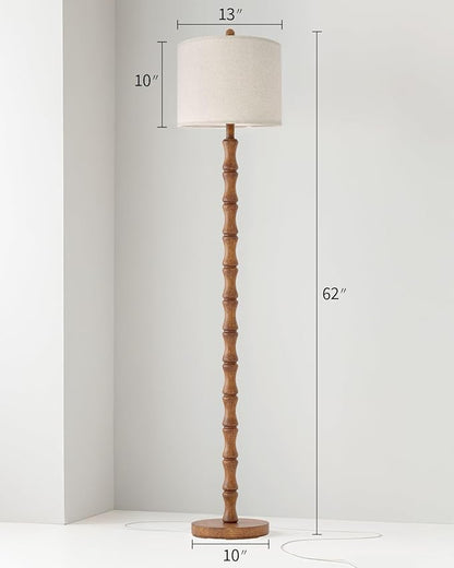 BOBOMOMO 62" Rustic Floor Lamp for Living Room, Retro Farmhouse Floor Lamp Rotary Switch, Resin Standing Lamp for Living Room, Corner, Dining Room, Bedroom, House