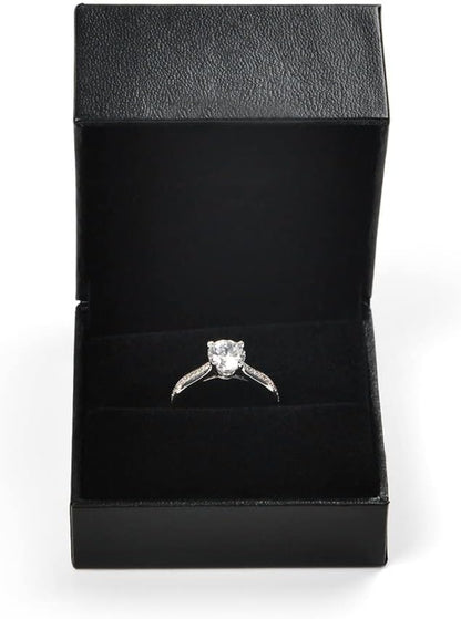 Oirlv Luxury Black Leather Ring Box - Ideal for Wedding and Proposal Ring Jewelry Gift