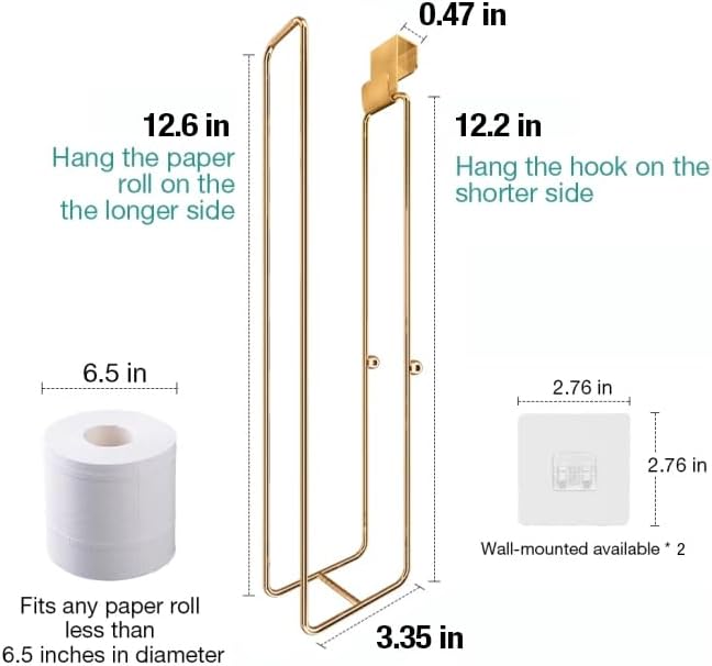 Conworld Gold Toilet Paper Holder Brushed Nickel for 3 Roll Tissue, 1 Pack Bathroom Toilet Paper Storage Over The Tank, Stainless Steel Rustproof Bathroom Toilet Paper Roll Holder Wall Mount