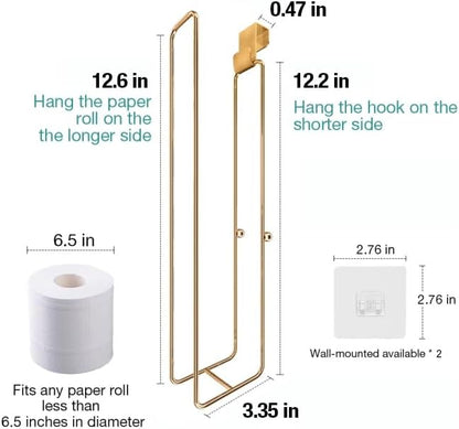 Conworld Gold Toilet Paper Holder Brushed Nickel for 3 Roll Tissue, 1 Pack Bathroom Toilet Paper Storage Over The Tank, Stainless Steel Rustproof Bathroom Toilet Paper Roll Holder Wall Mount