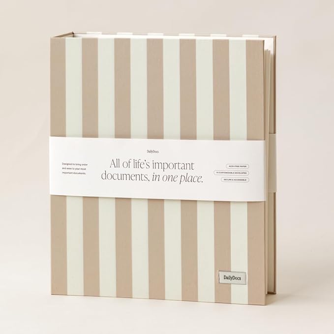 Document Organizer Binder – Premium Linen Folder System with Full & Half-Page Envelopes for Important Papers, Passports, Birth Certificates & More