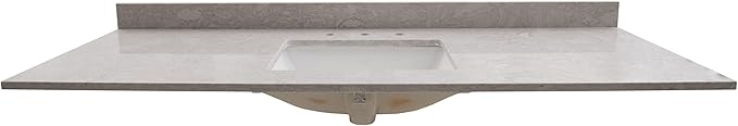 MSI Drifting Fog Vanity Top with Under Mount Rectangle Ceramic Sinks, Engineered Marble Stone, 4" CC Faucet Holes, 61"X22"