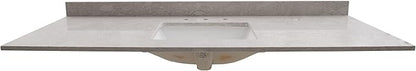 MSI Drifting Fog Vanity Top with Under Mount Rectangle Ceramic Sinks, Engineered Marble Stone, 4" CC Faucet Holes, 61"X22"