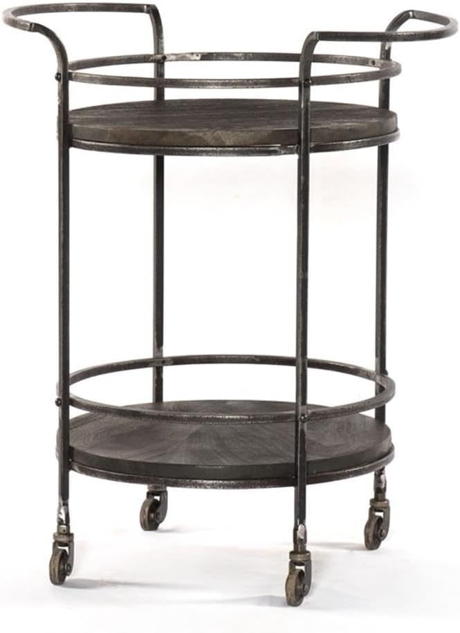 Pemberly Row Bar Cart in Transitional Gray Finish on Solid Wood with Iron Frame
