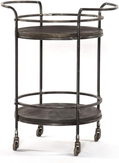 Pemberly Row Bar Cart in Transitional Gray Finish on Solid Wood with Iron Frame