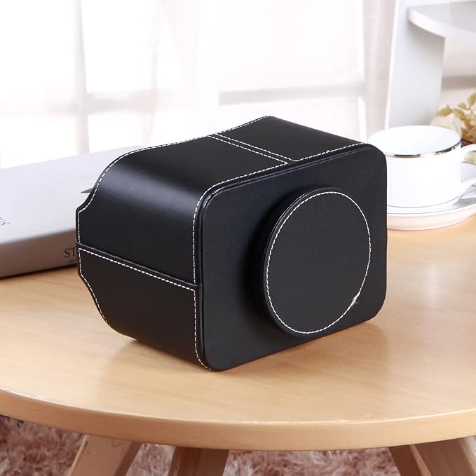 Remote Control Holder 360 Degrees Rotatable Desk Stationery Supply Organizer PU Leather Desktop Storage Box for Controllers Media Bedside Spinning TV Caddy iPad Mobile Pencil Cosmetic