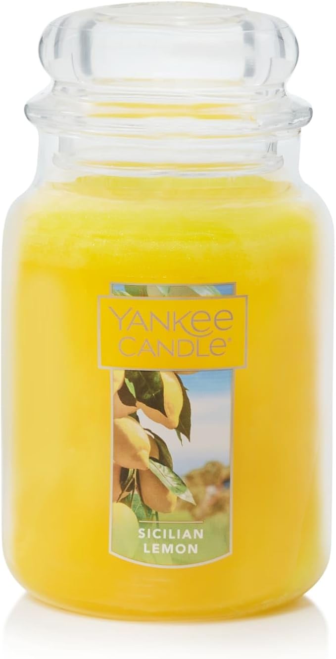 Yankee Candle Sicilian Lemon Scented Classic 22oz Large Jar Single Wick Candle Over 110 Hours of Burn Time Perfect for Home Decor Parties and Gifts
