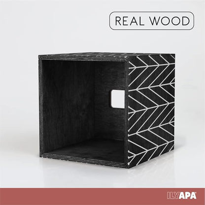 Ilyapa Wooden Tissue Box Cover, Black Wood Chevron Design - Modern Printed Wooden Tissue Holders