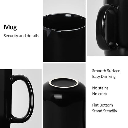 harebe 20 OZ Large Coffee Mug, Smooth Ceramic Tea Cup for Office and Home, Big Capacity with Handle, Black