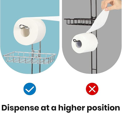 Chrome Toilet Paper Holder Stand Tissue Holder for Bathroom with Shelf Storage Holds 4 Mega Rolls Phone and Wipes