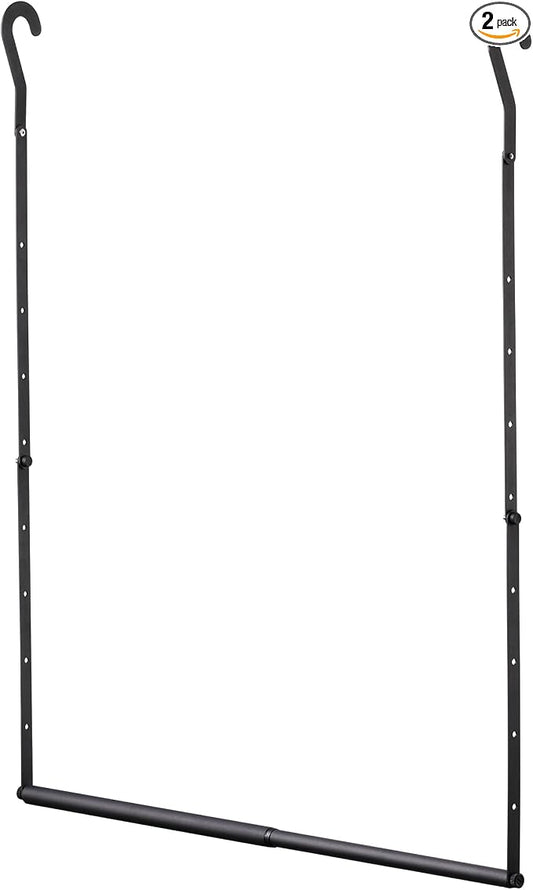 Closet Rod Extenders - Black Adjustable Closet Hanging Rod, Width & Height Expandable Clothes Rod, Space-Saving Closet Organizer for Hanging Clothes, Easy Installation, 2 Packs