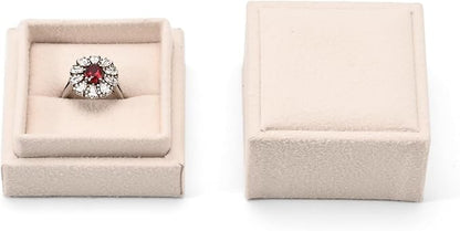 Oirlv Velvet Ring Gift Box with Exquisite Outer Packaging, Wedding Proposal Engagement Ring Box, Birthday Present Gift Box with Blank Greeting Card（White）