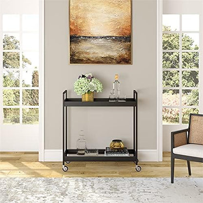 Cooper 33'' Wide Rectangular Bar Cart in Blackened Bronze