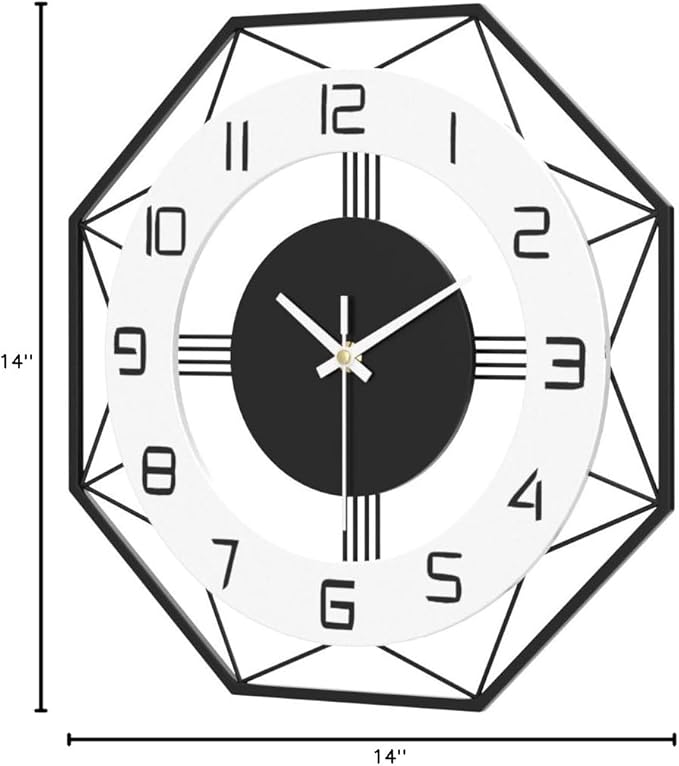 Large Wall Clocks for Living Room Decor Modern Silent Wall Clock for Home House Kitchen Bedroom Decorative Big Wall Clock Non Ticking Battery Operated Quartz for Bathroom Outdoor Indoor 14 Inch