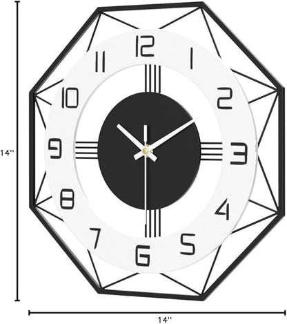 Large Wall Clocks for Living Room Decor Modern Silent Wall Clock for Home House Kitchen Bedroom Decorative Big Wall Clock Non Ticking Battery Operated Quartz for Bathroom Outdoor Indoor 14 Inch