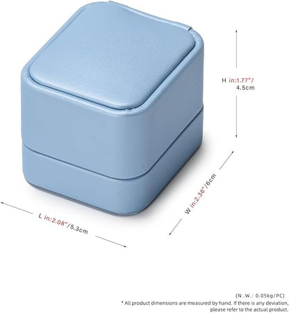 Oirlv Luxury Leather Jewelry Ring Box Engagement Ring Box Wedding Day Keepsake Case(Sky Blue)