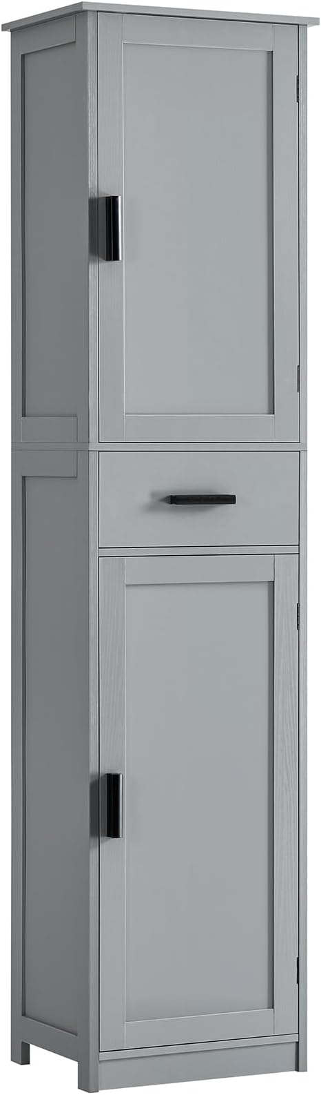 usikey 67“ Tall Bathroom Cabinet, Storage Cabinet with 4 Shelves & 2 Doors, Narrow Storage Cabinet for Bathroom, Living Room, Home Office, Greige UNSNG040G