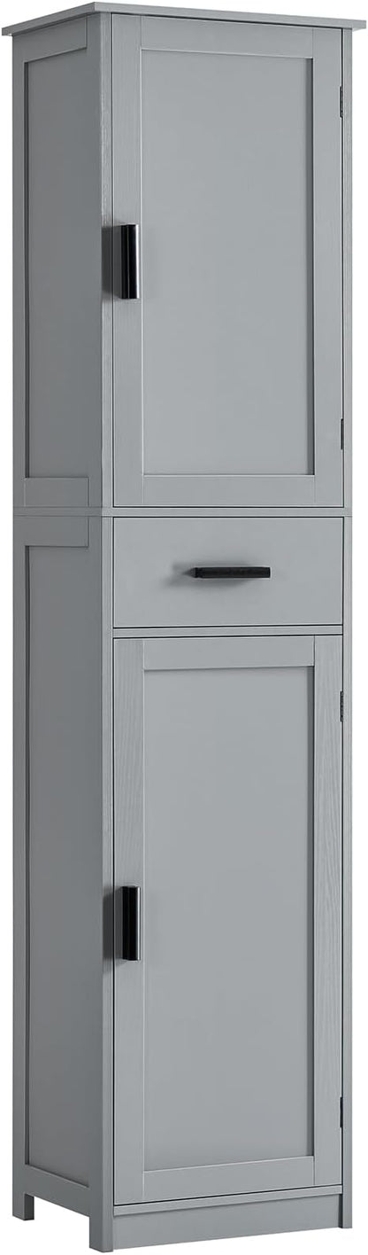 usikey 67“ Tall Bathroom Cabinet, Storage Cabinet with 4 Shelves & 2 Doors, Narrow Storage Cabinet for Bathroom, Living Room, Home Office, Greige UNSNG040G