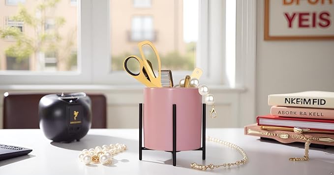 Purple Pen Cup for desk With Ceramic Pencil holder For Desks and kitchen Appliance Holders
