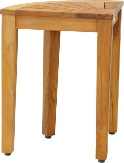 AquaTeak 15.5" Kai Corner Teak Shower Bench - Shower Stool with Elevated Height for Bathroom - Durable Water Resistant Shower Chair - Shaving Foot Rest - Indoor & Outdoor Use