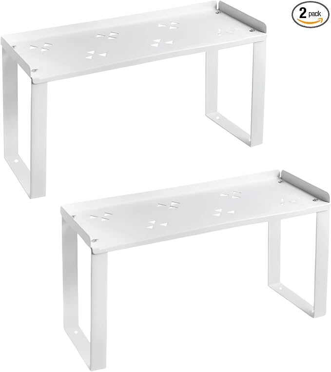 2 Pack Metal Kitchen Storage Shelves Countertop Organizers, Shelf Risers, Stackable,Spice Rack