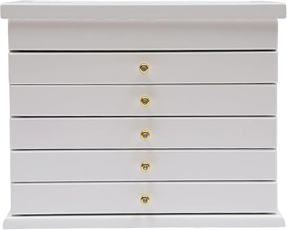 6-layer White Jewelry Box Organizer, Exquisitely Lucky Four Leaf Clover Wooden Jewelry Storage Organizer Great Ideal for Earring, Ring, Necklace, Bracelets,Christmas Gifts