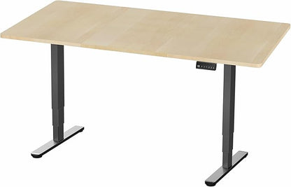 VIVO Electric 71 x 36 in Dual Motor Sit Stand Desk, Memory Height Adjustment, 2B Series, Light Wood Top Black Frame, DESK-KIT-2B7C-36