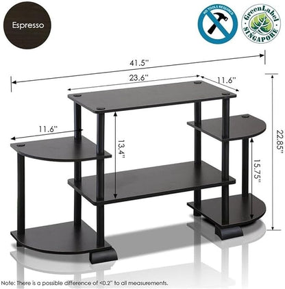 Furinno Turn-N-Tube Rounded Corner TV Entertainment Center, Espresso/Black