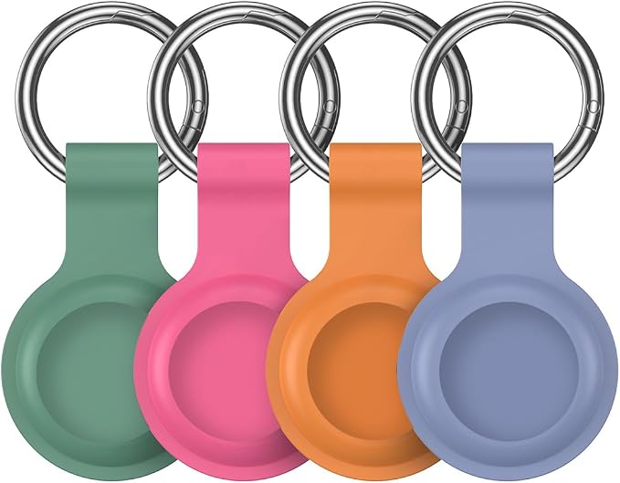 Compatible with AirTag Holder Case Keychain 4 Pack, for AirTag 1st & 2nd Generation Key Chain Ring Case Cover for Air Tag Holder GPS Tracker Item Air Tags Finders Air Tagholder for Kids,Bags,Luggages
