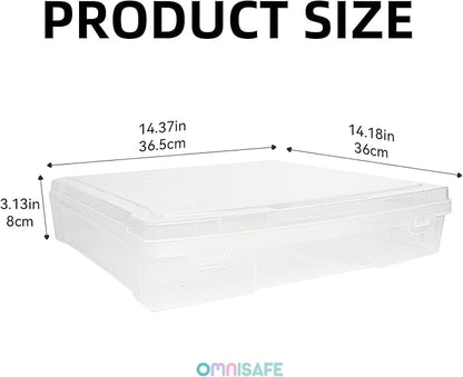 OMNISAFE Plastic Scrapbook Paper Storage Cases, Portable Board Game Storage Cases, Hobby Art Craft Box, Acid-Free Rounded Corner Containers (12"x12" Clear 6Pcs)