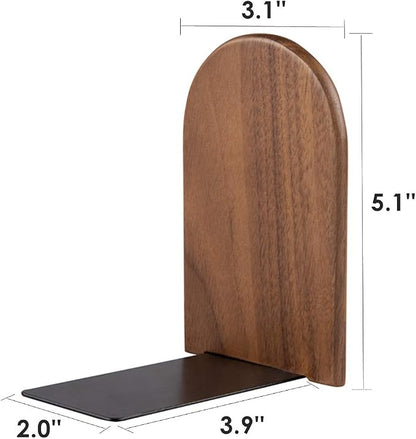 Pandapark Wood Bookends,Non-Skid Bookend for Shelves,Heavy Duty Bookends,Book Stand for Books/CDs,1 Pair