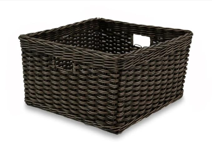 The Basket Lady Square Deep Wicker Storage Basket, Large, 18 in L x 18 in W x 10 in H