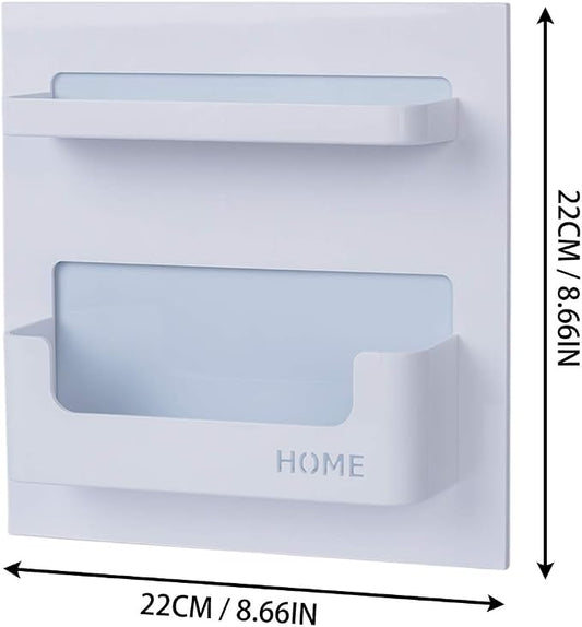 Bedside Shelf - Stick On Wall Mounted Bed Room,Dorm,Office Adhesive Floating Accessories Caddy Organizer/Holder for Phone,Glasses,Remote Control,Keys,Pens - Plastic Material- White