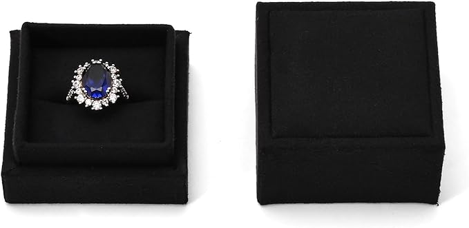 Oirlv Velvet Ring Gift Box with Exquisite Outer Packaging, Wedding Proposal Engagement Ring Box, Birthday Present Gift Box with Blank Greeting Card（Black）