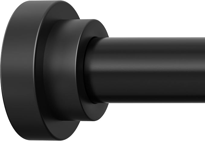 STARLATTA Long Tension Shower Curtain Rod 31-120 Inch (10ft): 1.1" Dia Rustproof Stainless Steel, No Drilling Heavy Duty, Adjustable Room Divider for Bathroom Window, Matte Black