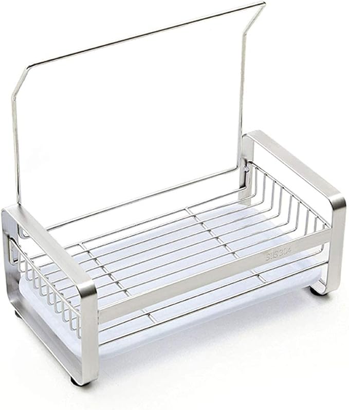 kaileyouxiangongsi Sponge Holder - Kitchen Sink Organizer - Sink Caddy - Sink Tray - SUS304 Stainless Steel Soap Holder,9.45 x5.15 x8.1 inches,Large Size