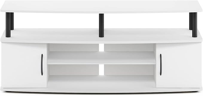 Furinno Jaya Entertainment Center Stand Unit/TV Desk for up to 55 inch, White/Black